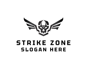 Modern Skull Wings logo design