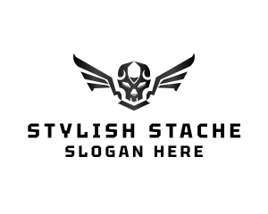 Modern Skull Wings logo design