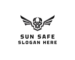 Modern Skull Wings logo design