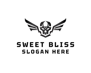 Modern Skull Wings logo design