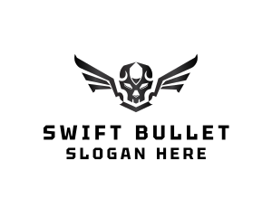 Modern Skull Wings logo design