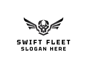 Modern Skull Wings logo design