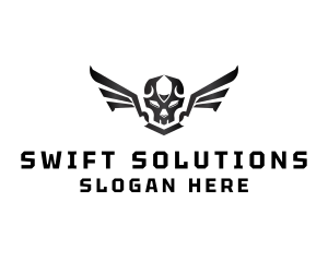 Modern Skull Wings logo design