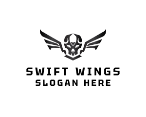 Modern Skull Wings logo design