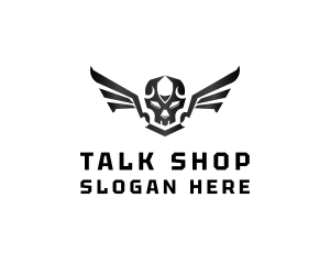 Modern Skull Wings logo design