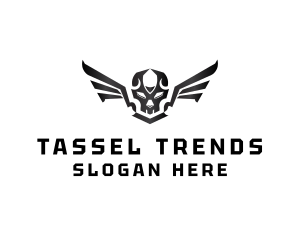 Modern Skull Wings logo design