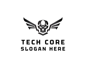 Modern Skull Wings logo design