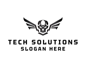 Modern Skull Wings logo design