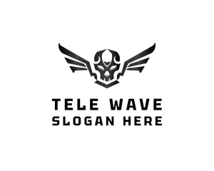 Modern Skull Wings logo design