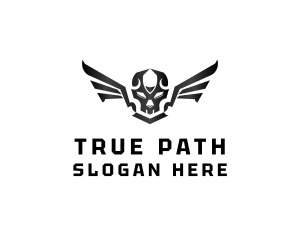 Modern Skull Wings logo design