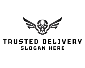 Modern Skull Wings logo design