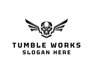 Modern Skull Wings logo design