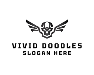 Modern Skull Wings logo design