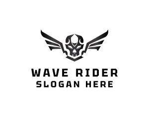 Modern Skull Wings logo design