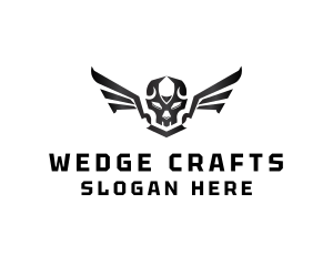 Modern Skull Wings logo design