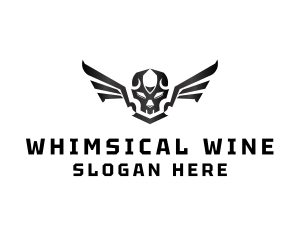 Modern Skull Wings logo design