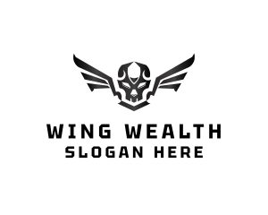 Modern Skull Wings logo design