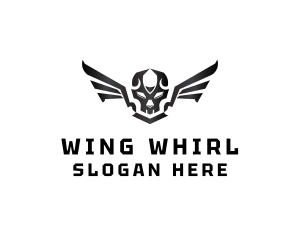 Modern Skull Wings logo design