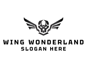 Modern Skull Wings logo design