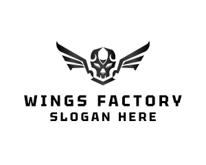 Modern Skull Wings logo