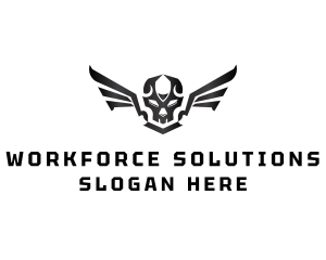 Modern Skull Wings logo design