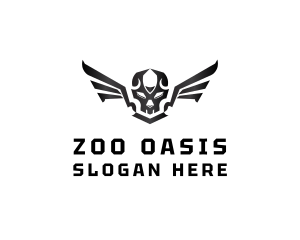 Modern Skull Wings logo design