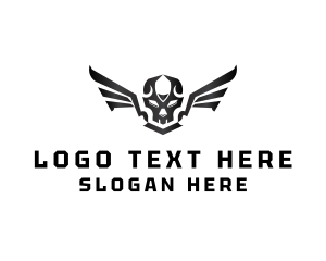 Wings - Modern Skull Wings logo design