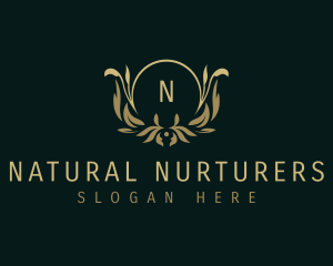 Floral Crest Leaf logo design