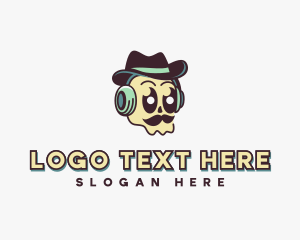 Mustache Fedora Skull logo