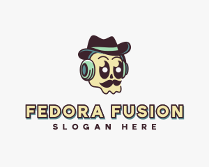 Mustache Fedora Skull logo