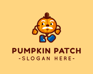 Walking Pumpkin Man logo design