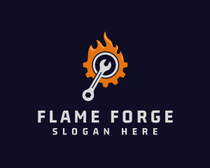 Flame Wrench Gear logo design