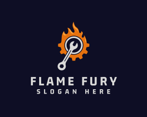 Flame Wrench Gear logo design