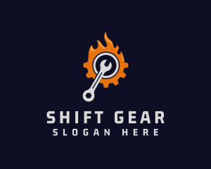 Flame Wrench Gear logo design