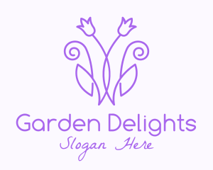 Purple Tulip Flower logo design