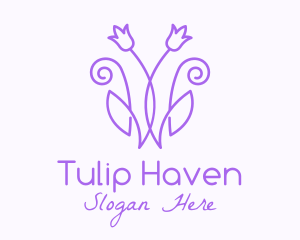 Purple Tulip Flower logo design