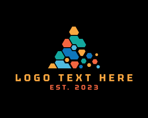Social Media - Hexagon Network Pyramid logo design