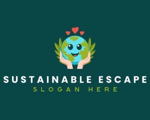 Hand Sustainable Globe logo design