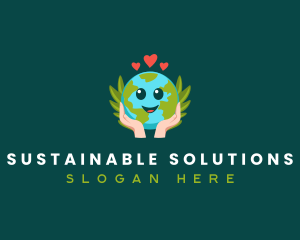 Hand Sustainable Globe logo design