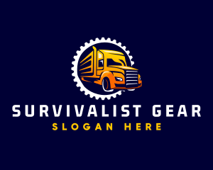 Gear Truck Transportation logo design