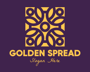 Golden Mandala Flower logo design