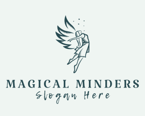 Woman Fairy Wings logo design