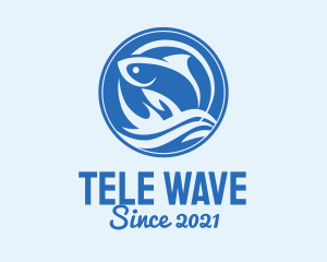 Ocean Wave Fish logo design