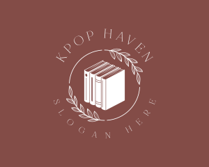 Book Library Wreath logo design