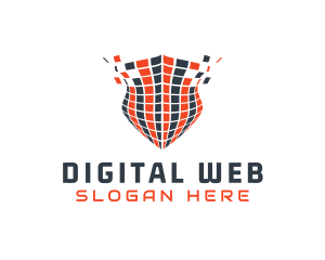 Digital Pixel Shield logo design