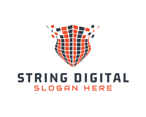 Digital Pixel Shield logo design