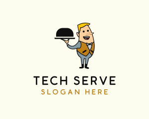 Waiter Server Man logo design