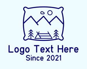 Bed Pillow Mountain Camp logo design