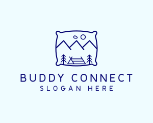 Bed Pillow Mountain Camp logo design