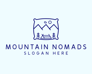 Bed Pillow Mountain Camp logo design